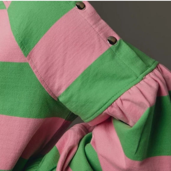 Anthropologie Maeve French Terry Sweatshirt  white Green/Pink NWT - L - Picture 2 of 6